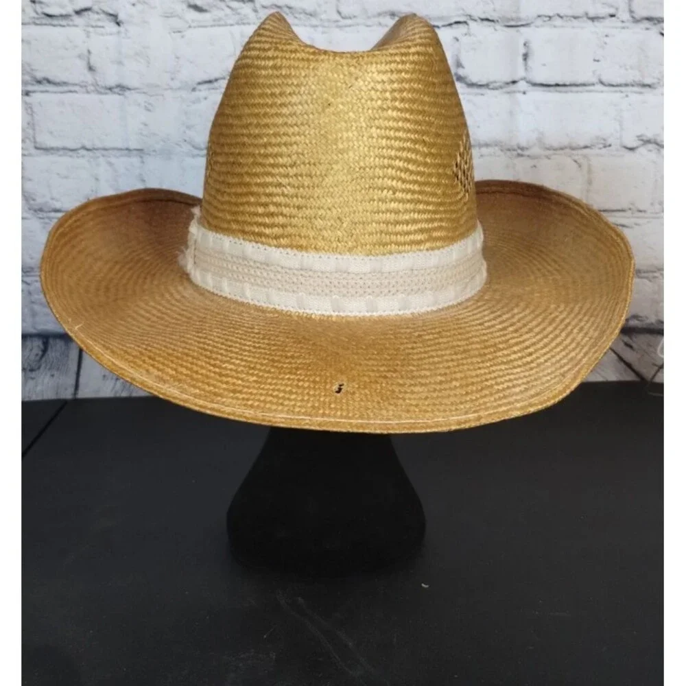 Vintage Eddy Bros Ranchman Straw Cowboy Hat Western Hat Made in USA Size 7 1/8